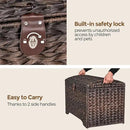 Handwoven Storage Basket with Lid, 178L Plastic Rattan Storage Bin, Leather Buckle & Metal Frame, Large Metal Ring Handles, Storage Trunk for Bedroom, Laundry Room by CozyNest Decor