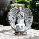 Angel Garden Statues Outdoor Cemetery Decorations for Grave Take The Cross Praying Wings Angel Figurine Cemetery Lights Patio Lawn Yard Porch Decorations 10.24 Inch by GreenHaven Gardens