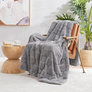 Cozy Bliss Checkered Faux Rabbit Fur Grey Throw Blanket, Soft Fuzzy Fluffy Minky Furry Blankets for Couch, Bed (50 * 60 Inches Light Grey) by CozyNest Decor
