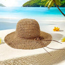 Womens Straw Beach Sun Hats, Foldable Packable Floppy Handmade Crochet Hats for Women,Large Summer Vacation Wide Brim Hat by GreenHaven Gardens