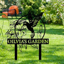 Custom Hummingbird Metal Garden Decor, Personalized Bird with Stakes Garden Sign, Flower Design Personalized Garden Sign, Custom Garden Name Sign, Home Gift, Large Outdoor Decor, Patio Decor by CozyNest Decor