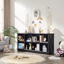 Farmhouse 8 Cube Bookshelf, Black Storage Organizer Bookcase, Kids Toy Storage Cabinet, Long Bookshelves Storage Organizer Shelf, Wood Display Cabinet Book Shelves for Bedroom,Living Room,Office by CozyNest Decor