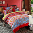 ABREEZE Bohemian Duvet Cover Set Colorful Red Boho Retro Bedding Set Damask Paisley Cotton Duvet Cover Tribal Reversible Bedding Exotic Style Comforter Cover 3-Piece Queen by CozyNest Decor
