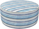 LVTXIII Outdoor Inflatable Ottoman, Fade-Resistant Round Footrest Stool D31”x H14”, Portable Patio Pouf for Garden Camping or Home Use, Stripe Layered Blue by CozyNest Decor