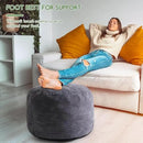 HIGOGOGO Round Stuffed Pouf Ottoman, Corduroy Poufs with Foam Chunk Filling, Furry and Fluffy Pouf Foot Stool Storage Ottoman, 26 X 18 Floor Poufs Foot Rest for Living Room, Dark Grey by CozyNest Decor