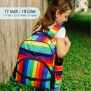 Wildkin ECO rPET 17-inch Large Backpack – Sustainable, Padded, Adjustable – Rainbow Stripe by TinyTreasures Baby Boutique