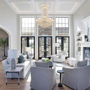 14 - Light Unique Empire Crystal Chandelier with Adjustable Chain for High Ceiling Foyer Entryway Living Room Dining Room Bedroom Chrome Finish by CozyNest Decor