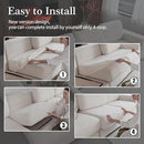 Couch Cushion Covers for Sectional Sofa, Stretch Soft Sofa Slipcovers Washable Wear-Resistant Universal Furniture Protector for Living Room(3 Seaters Covers+1 Chaise Cover, Ivory) by CozyNest Decor