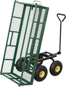 900 LBS Garden Dump Cart with Removable Sidewalls, Heavy Duty Steel Dump Wagon with 180° Swivel Handle & 10-inch Tires, Yard Cart Utility Wheelbarrow for Backyard Farm by GreenHaven Gardens