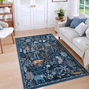 OJIA Jungle Print Blue 5x7 Rugs for Living Room, Soft Ultra-Thin Washable Area Rugs for Bedroom Non-Slip Modern Entryway Rug Non Shedding Indoor Carpet Kids Rugs for Playroom Nursery Classroom by TinyTreasures Baby Boutique