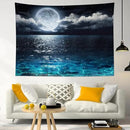 LB Blue Ocean Moon Tapestry White Cloud and Full Moon Over Ocean Tapestry Wall Hanging Fantasy Night Sky Wall Art for Bedroom Living Room Dorm Wall Decor,80 x 60 Inches by CozyNest Decor