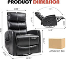 Manual Swivel Rocker Recliner Chair for Adults, Overstuffed Reclining Glider Chair for Nursing with Vibration Massage & Heat, Living Room Rocking Recliner 3-Stage backrest, Faux Leather Black by CozyNest Decor