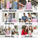 Laundry Bag Backpack, 125L Extra Large Travel with Shoulder Straps, Adjustable & Extendable Design, Laundry Hamper Bag with 3 Pockets for Laundromat, College, Travel, Camping (Pink) by TinyTreasures Baby Boutique