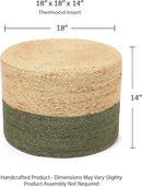 REDEARTH · Cylindrical Pouf Foot Stool Ottoman - Jute Braided Pouffe Poof Accent Sitting Footrest for Living Room, Bedroom, Nursery, Patio, Lounge & Other Rooms (Natural Olive, 18"x18"x14") by CozyNest Decor