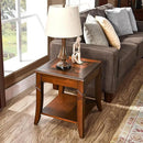 Solid Wood End Table with Storage Shelf, Vintage Rectangle Sofa Side Table with Splicing Tabletop and Carved Leg, BesideTelephone Table Cherry Brown,19.7 * 17.7 * 19.7in CJZ-DR200 by CozyNest Decor