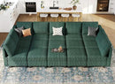Belffin Large 15 Seat Modular Sectional Sofa with Storage Seat Corduroy Sleeper Sectional Sofa Bed Oversized Convertible Modular Couch for Living Room Green by CozyNest Decor