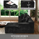 Modular Sectional Sofa Cloud Sectional Couch, 107" Comfy Fluffy L Shaped Black Couches for Living Room, Deep Seat Memory Foam Plush Corduroy Boneless Couch Sectionals with Right Facing Chaise Sofa by CozyNest Decor