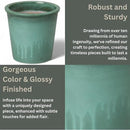 Emissary Round Stoneware Planter (Parent SKU 12012) (Green, 10" D x 10" H) by CozyNest Decor