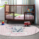 Personalized Nursery Crib Bedding Set: Custom Name Pink Checkered 5 Piece Baby Crib Sets with Cute Elephant Pattern - Toddler Double Layer Blanket Set, Comfortable Crib Bed Sheets for Baby Grils by TinyTreasures Baby Boutique