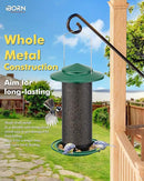 iBorn Bird Feeders for Outdoors, All Metal Mesh Tube, Holding Bird Seed for Outside Feeders,18cm Large Roof, Green, 2.8lb(Seed is not Included) by CozyNest Decor