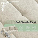 Convertible Sofa Bed, 90" Full Size Sleeper Sofa with Storage, Tufted Chenille 3 Seat Sofa Couches for Living Room, Small Spaces, Guest Room, Apartment, Beige by CozyNest Decor