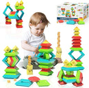 Montessori Toys for Ages 1-3 2-5 Toddlers Kids Baby,Pyramid Stacking Building Toys,3D Preschool Learning Blocks for Kids,STEM Sensory Toy Gifts for 2-4 Year Old Boy Girl,Plastic Storage Bag Set by TinyTreasures Baby Boutique