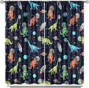 Cartoon Dinosaur Curtains for Kids Boys Girls Home Decor, Astronaut Rocket Funny Outer Space Blackout Rod Pocket Window Drapes for Bedroom Living Room W21xL63in 2 Panels by TinyTreasures Baby Boutique