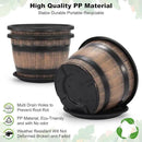 Quarut Large Plastic 4 Pack14 inch Plant Pots,Whiskey Barrel Planters with Drainage Holes & Saucer.Flower Pots Imitation Wine Barrel Design for Indoor & Outdoor Garden Balcony Plants.5 Gallons(Brown) by GreenHaven Gardens