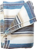 Alpaca Wool Throw Blanket | Super Soft, Lightweight, Breathable and Hypoallergenic | Non-Itchy or Scratchy (Blue White Varicolored, Queen (U.S. Standard)) by CozyNest Decor