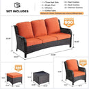 ovios 6 Pieces Patio Furniture Set, Outdoor Wicker Sofas with Glass Coffee Table and Comfy Cushions, All Weather High Back Couch Set for Deck Porch, Brown Rattan, Orange Red by GreenHaven Gardens