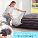 Hobestluk 3 in 1 Bean Bag Chair Giant Bean Bag Chairs for Adults with Ripple Cover Convertible Bean Bag Floor Cushion with Machine Washable Cover for Living Room (Ripple Dark Grey) by CozyNest Decor