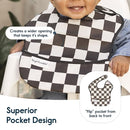 Tiny Twinkle Mess-Proof Baby Bib - Waterproof Bib for Baby Boy or Girl - Machine Washable - Adjustable Closure - PVC, BPA, & Phthalate Free - Great for Travel - Baby Food Bibs (3 Pack, Checkers Boy) by TinyTreasures Baby Boutique