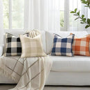 decorUhome Buffalo Plaid Check Throw Pillow Covers 12x20 Set of 2, Outdoor Lumbar Decorative Farmhouse Neutral Pillow Covers with Stitched Edge for Bed Couch Sofa, Navy Blue and White by CozyNest Decor