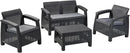 Keter Corfu 4 Piece Set All Weather Outdoor Patio Garden Furniture with Cushions, Charcoal by GreenHaven Gardens
