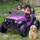 2 Seater Ride on Car Truck, 12V Kids Electric Ride on Toy for Big Kids Age 3-8 w/Remote Control- Purple by TinyTreasures Baby Boutique