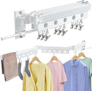 Clothes Drying Rack Wall Mounted, Retractable Space-Saving Foldable Laundry Drying Rack for Indoor & Outdoor Use - Laundry Rooms, Bathroom & Balconies,Includes 10 Clothespins(White) by CozyNest Decor