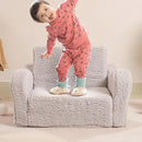 Kids Chairs for Toddler, 2-in-1 Toddler Soft Sherpa Couch Fold Out, Convertible Sofa to Lounger for Girls and Boys, Grey by CozyNest Decor