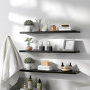 Wood Floating Shelves for Wall Decor, Rustic Wall Shelves for Bedroom Bathroom Kitchen Living Room, Set of 4 Black 36 Inch by CozyNest Decor