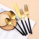 Matte Silverware Set Gold Flatware Set with Hexagon Handle 20 Pieces 18/0 Stainless Steel Cutlery Set Wedding Housewarming Gift Service for 4 (Matt black gold) by CozyNest Decor