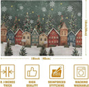 Christmas Placemats 12x18 Inch Set of 4, Winter Xmas Tree Wonderland Forest Village Town House Snowflake Linen Table Mats Washable Place Mats for Party Kitchen Dining Outdoor Indoor Decor by CozyNest Decor