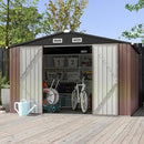 Aoxun 10x8 FT Outdoor Storage Shed with Double Hinged Large Door Utility Garden Shed with Lockable Door & Sloped Roof Metal Sheds Outdoor Storage for Garden, Backyard, Patio and Backyard, Brown by GreenHaven Gardens