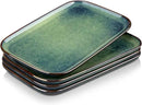 vancasso Stern Serving Platters Set of 4, 11 Inches Rectangular Ceramic Serving Plates, Green Serving Trays for Entertaining by CozyNest Decor
