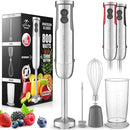 Zulay 4-in-1 Immersion Stick Mixer Hand Blender - 800 Watts, 12 Speeds, 5-ft Power Electric Cord, Handheld Portable, Stainless Steel Blades - With Whisk, Frother & Stick Blender Attachments - Gray by TinyTreasures Baby Boutique