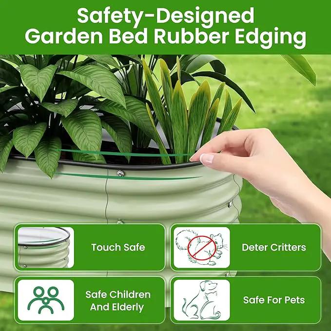8 X 2 X 1.4 Ft Galvanized Raised Garden Bed,Sturdy and Easy to Assemble Oval Raised Planter Beds Outdoor for Vegetables, Gardening, Flowers, Fruits（Light Green）, photo 4 of 9