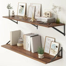 12 Inch Deep Floating Shelves,48W x 12D Floating Shelves, Deep Wall Shelves Bracket Set of 2, Large Display Floating Shelf for Bathroom, Living Room, Wide Storage Wooden Wall Shelf, Walnut by CozyNest Decor