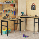 48' Adjustable Workbench, Solid Wood Work Bench Table with Wheels and Power Outlet, Rolling Workbenchs Large Load Capacity Garage Workbench for Workshop,Office,Home by GreenHaven Gardens