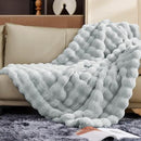 Touchat Luxury 1000GSM Faux Rabbit Fur Throw Blanket, Super Heavy Warm Cozy Grey Blankets for Couch Bed Sofa, Ruched Plush Fuzzy Elegant Soft Reversible Mink Blanket for Living Room Bedroom by CozyNest Decor