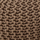 Ornavo Home Pouf Ottoman Foot Rest - 100% Cotton Pouffe - Hand Knitted Cable Braid Cord - Boho Round Stuffed Ottoman for Living Room, Bedroom - Taupe/Brown by CozyNest Decor