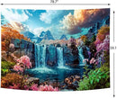 Delur Waterfall Tapestry Tropical Forest Mountain Sunset Tree Wall Hanging Tapestry Scenic Rainforest Landscape Nature Sunrise Headboard for Bedroom Living Room Home Decor (59.1" x 78.7") by CozyNest Decor