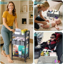 2IN1 Baby Diaper Caddy Organizer-3 Tier Rolling Storage Cart with Dividers - Bedside Diaper Caddy Cart for Baby Nursery Newborn Essentials-Mobile Utility Carts with Wheels for Changing Table by CozyNest Decor